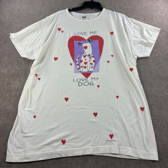Relevant Products Tops - Vintage Relevant Products Love Me Love My Dog Heart T-Shirt White One Size USA